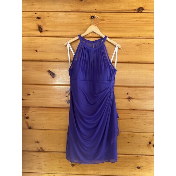 David's Bridal ~ Wisteria Chiffon Halter Neck Draped Party Dress 14 - Picture 2 of 7